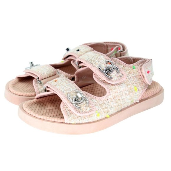Chanel Quilted 35 Tweed Fabric Cc Dad Sandals CC-1109P-0017 - Picture 4 of 11